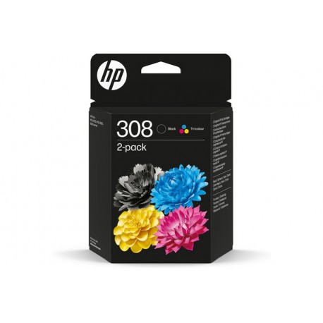 HP 308 BLACK/TRI-COLOR INK CARTRIDG (6L6S6UE)